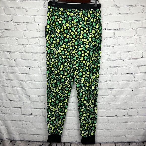 Nightzone St Patricks Day Green Clover Shamrock Hat Unisex Pajama Pants Sz M NWT - Picture 2 of 9
